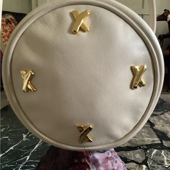 Vintage Paloma Picasso round nude calf leather X shoulder,crossbody ,belt bag